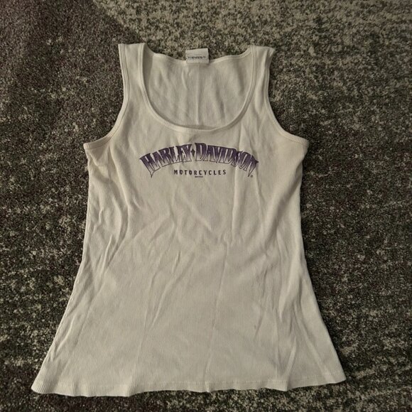 Vintage Harley-Davidson White & Purple Tank - Picture 1 of 6